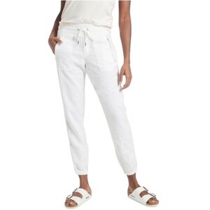 Athleta Cabo White Linen Joggers Cali Size 20 Style 530642-01 Elastic Waist